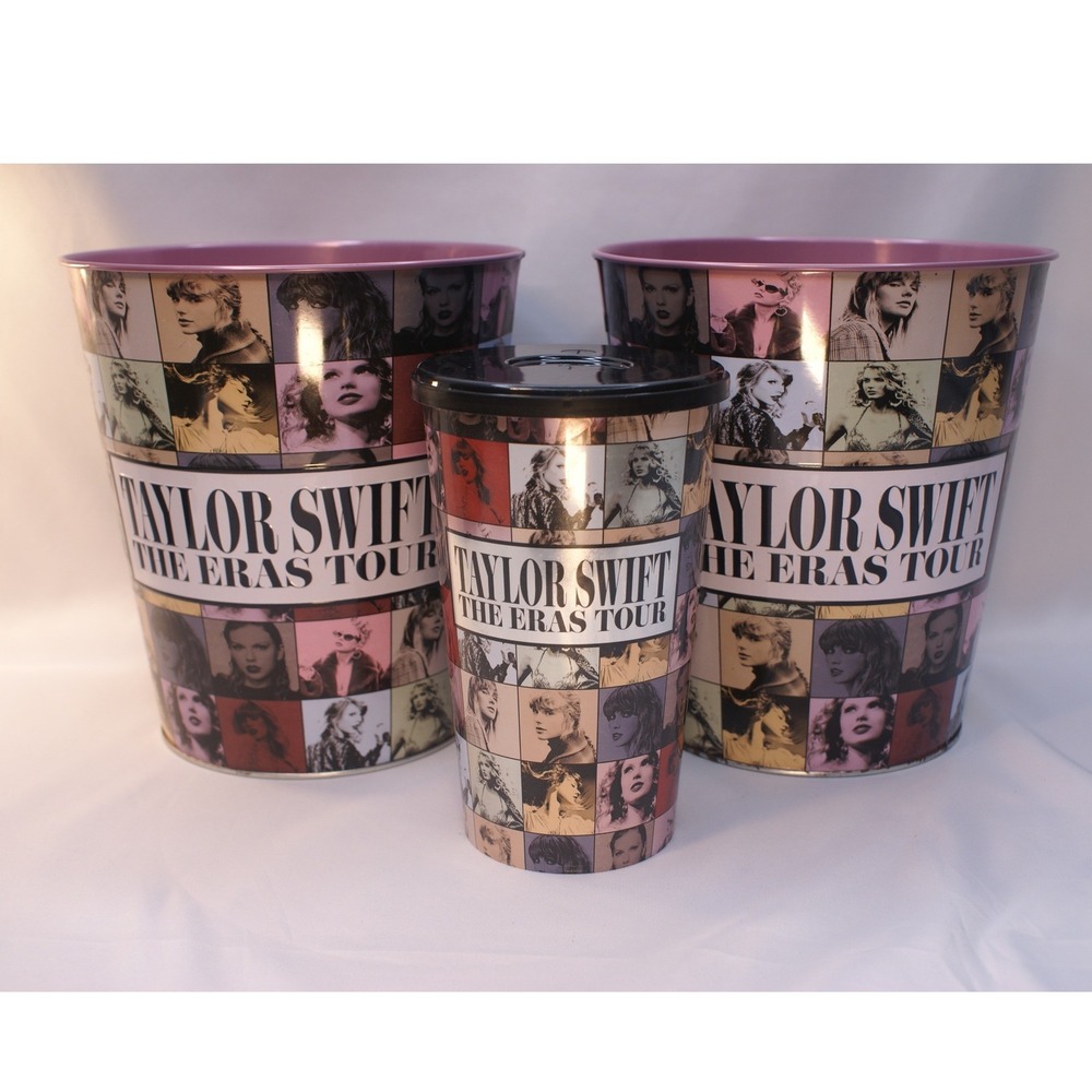 Taylor Swift The Eras Tour Souvenir Set 2 Popcorn Buckets and 1 Cup with Lid